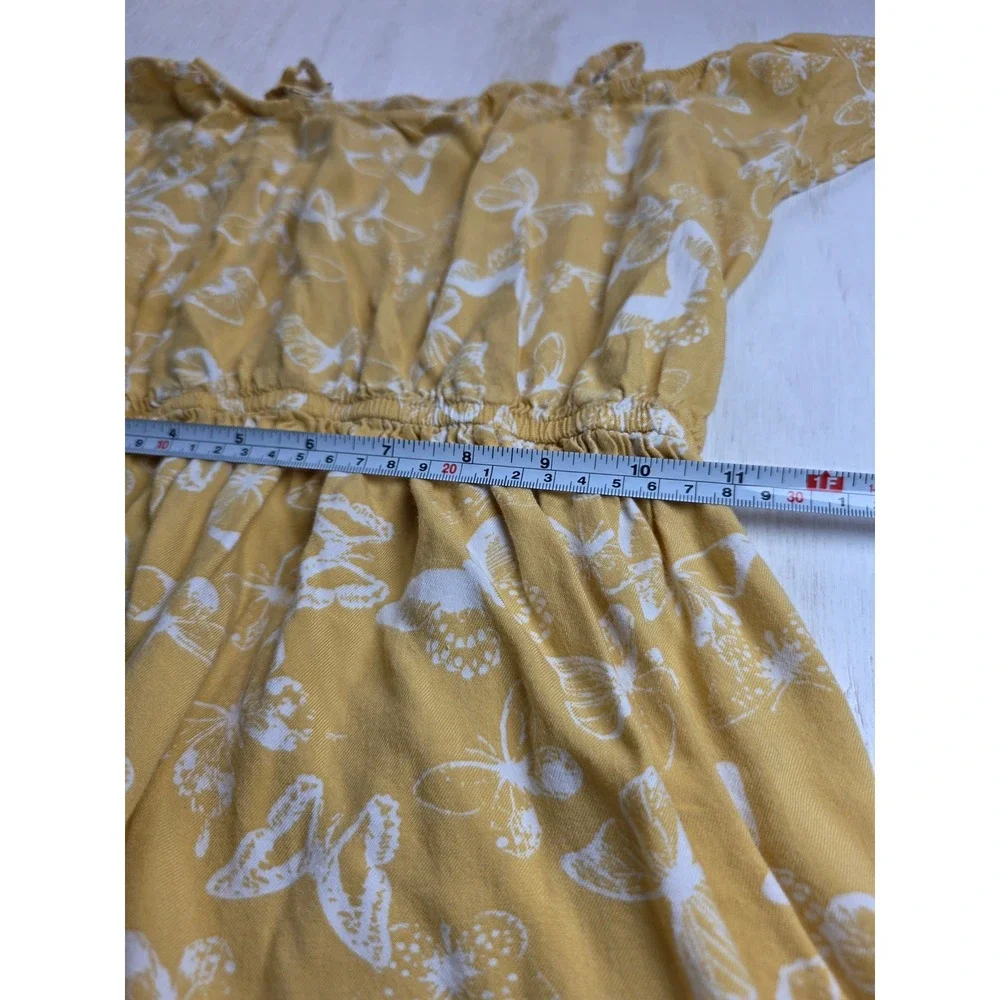 OshKosh Bgosh Girls Yellow Butterfly Dress Boho Cottagecore Viscose Size 7 7A